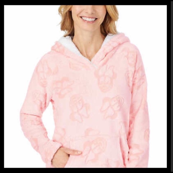 DISNEY Mickey Mouse Fleece Lounge Hoodie Robe Pink - Picture 4 of 5